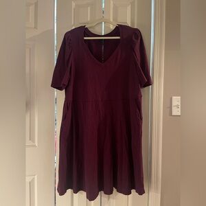Torrid Potent Purple Mini Slub Puff Sleeve Skater Mini Dress
